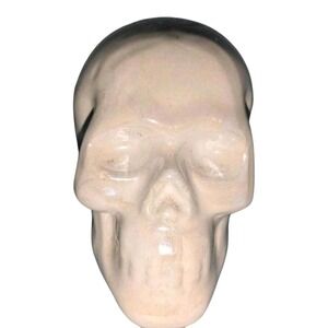 Glazed Ceramic Skull Figurine – 3.5" – Spooky Halloween Decor & Witchy Prop